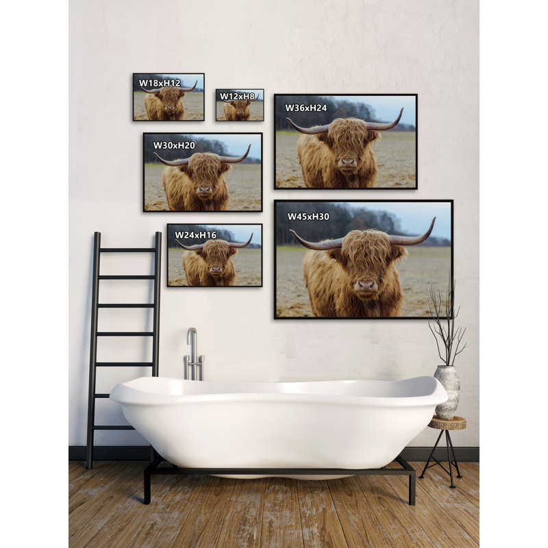 «Highland Roamer» par Marmont Hill, reproduction sur toile, L 18 po x H 12 po, Toile avec cadre flottant noir, Pas de tapis