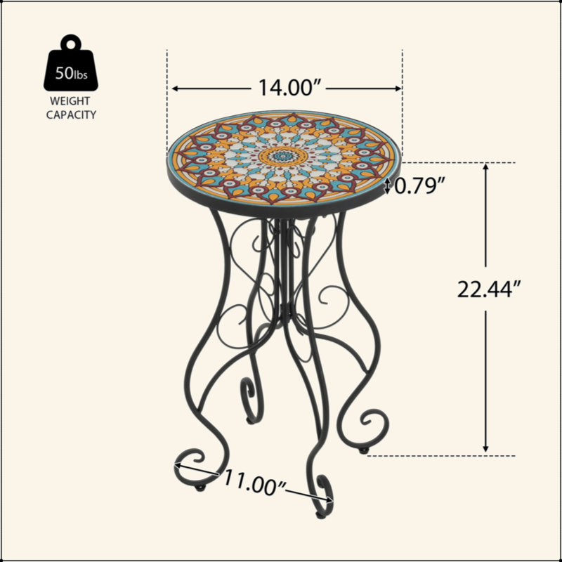 Charmante table d'appoint ronde en céramique avec un design élégant pour divers environnements