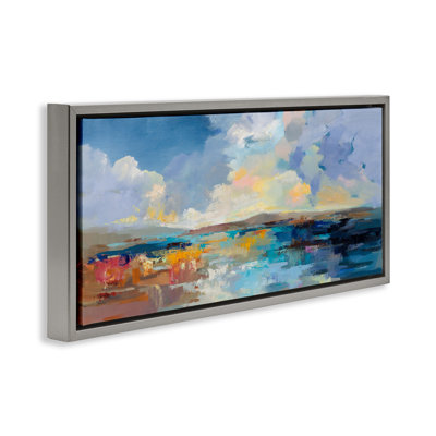 Seaside Sunset Abstract Framed Floater Canvas Wall Art by Silvia Vassileva