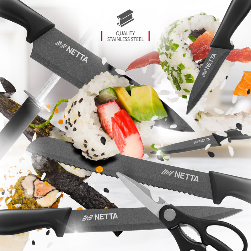NETTA 7 Piece Stainless Steel Knife Block Set