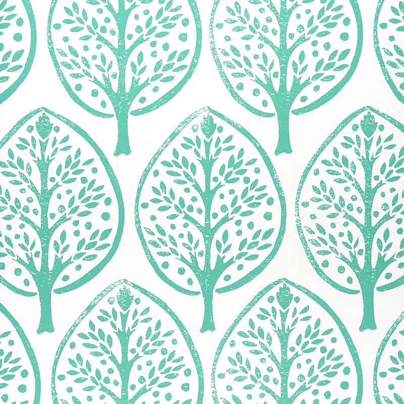 Papier peint Schumacher x Molly Mahon, Turquoise