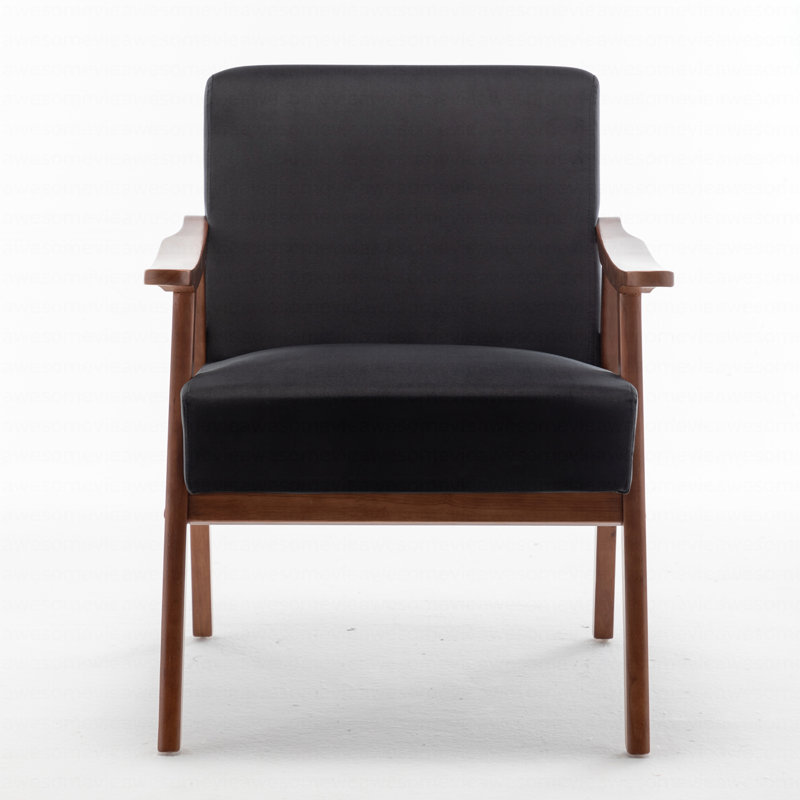 Jamesina 26.37" W Armchair, Black Velvet