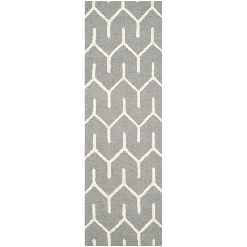 Deedgra Hand Tufted Wool Geometric Rug, Runner 2'6" x 8'