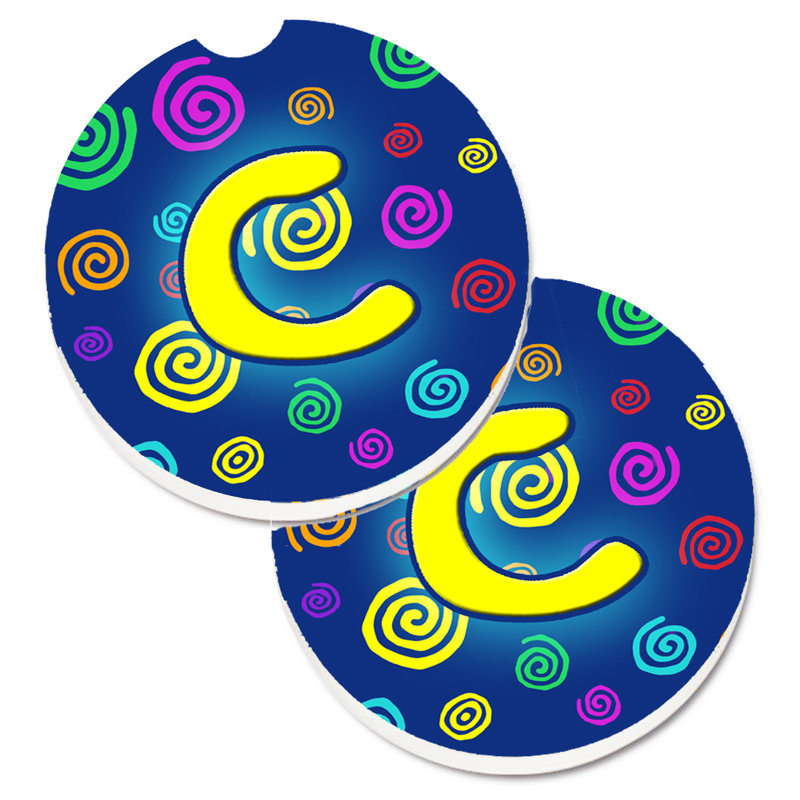 Ceramic Round 2 Piece Car Coaster Set, C