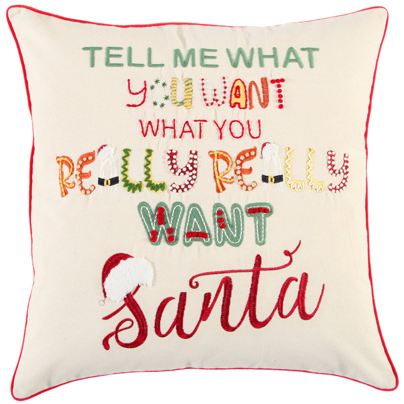 20"x20" Embroidered Holiday Cotton Square Throw Pillow