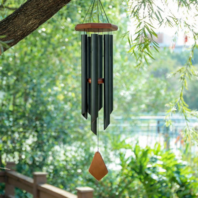Carillons extérieurs, carillons métalliques, carillons musicaux, étiquettes en bois, six tubes métalliques, convient aux pelouses de jardin de cour