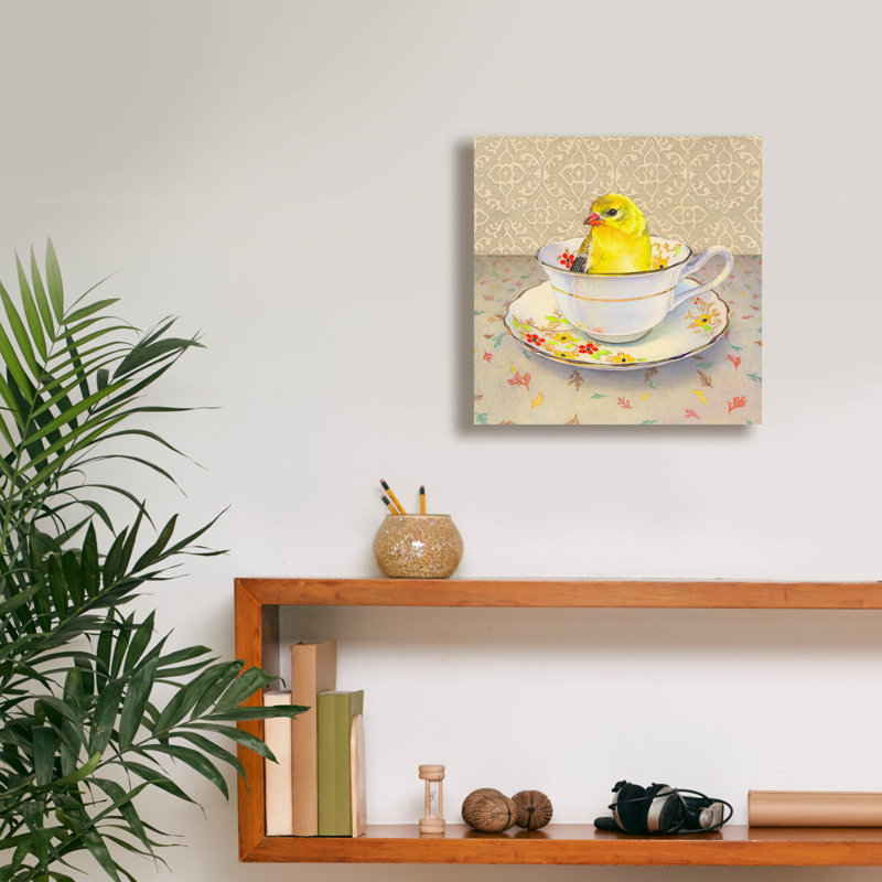  «Finch In A Cup» par Marvindale, art mural sur toile, 12 po x 12 po, H 12 po x l 12 po