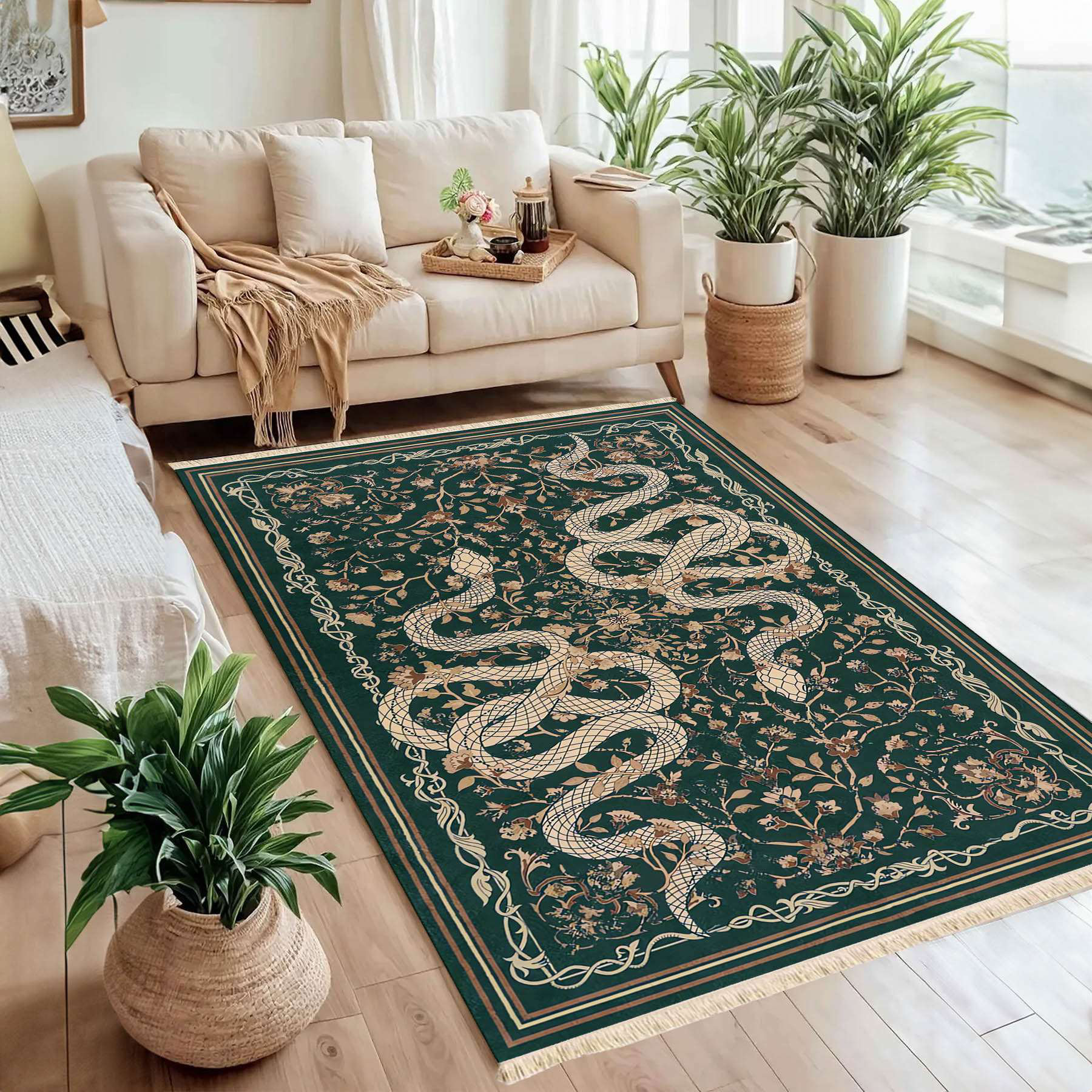 Enchanted Rug Astoria Grand Enchanted Garden Serpent Wildlife Area Rug | Wayfair
