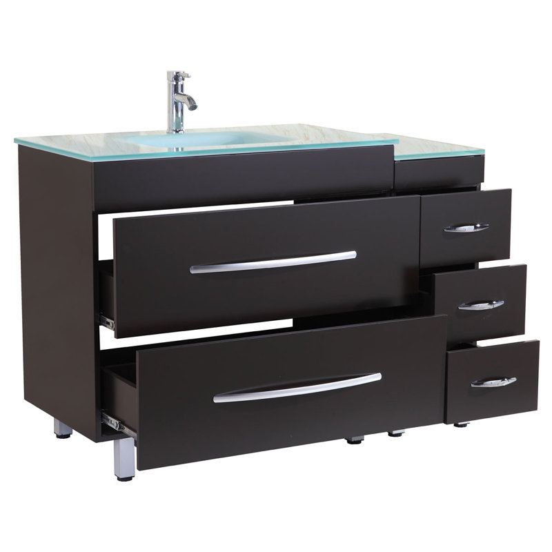Ensemble de meuble-lavabo simple 48 po avec miroir Marguez, Vert et bleu