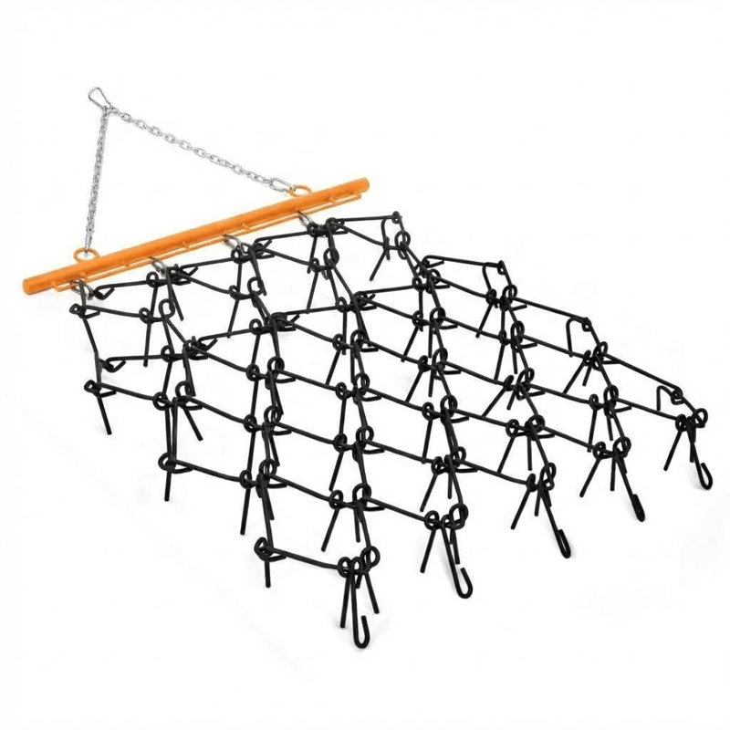 Herse à chaînes robuste pour VTT - 4 x 5,6 pi, dents de 3/8 po, fixation en filet, idéale pour le nivellement d'arène, de pâture et d'allée - Orange