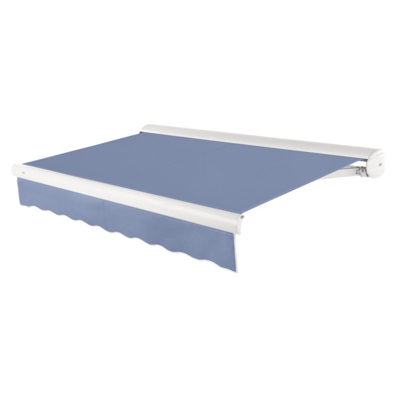 Awntech Key West Patio Retractable Awning with Cassette, Dusty Blue, Left Side, 8' W × 6' 6" D