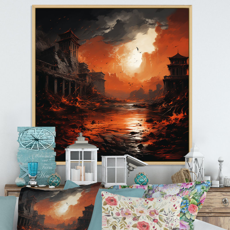 Grèce «Carthages Fall Landscape I», art mural Classics, Cadre flottant brun, H 16 po x l 16 po x P 1 po