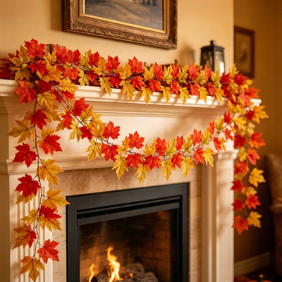 Ornement de feuilles d'érable artificielles, décoration de maison, feuilles de feuilles d'érable artificielles de 205 cm, Kondieu, 205 cm