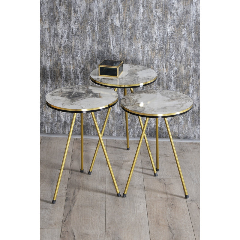 Onalaska Nesting Tables, White Marble