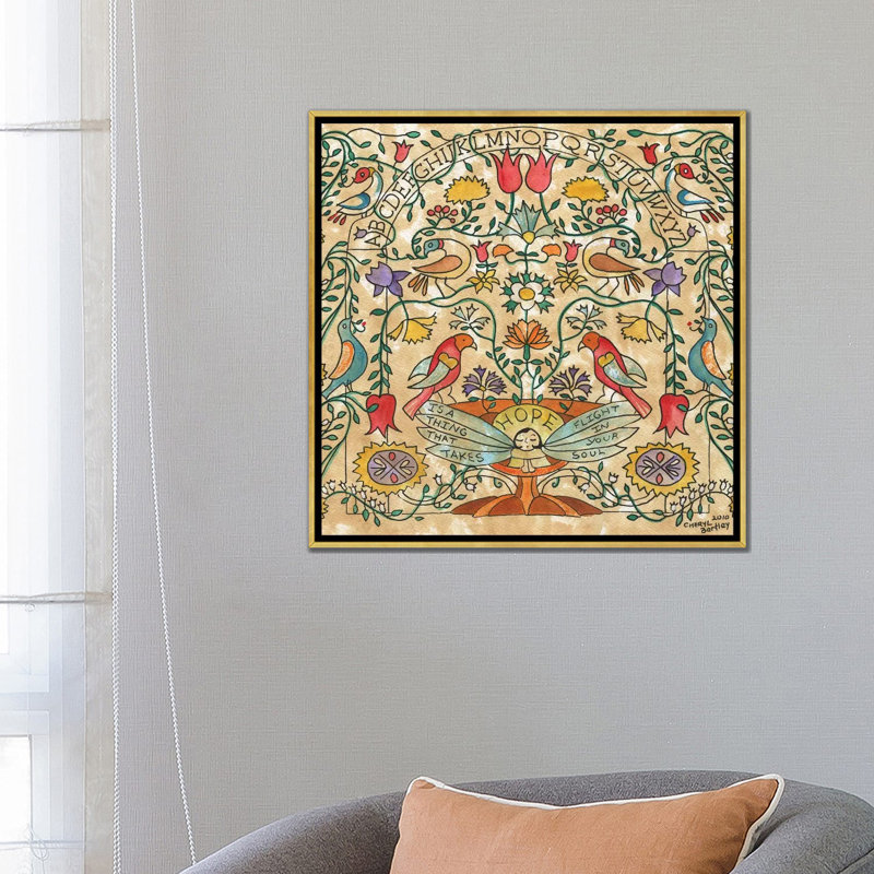 "Hope" par Cheryl Bartley-impression d’art graphique, Pas de tapis, H 26 po x l 26 po x P 1,5 po, Toile encadrée d'or