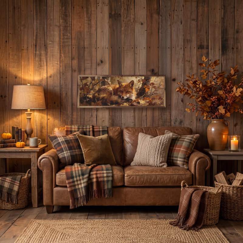 Renard des bois en automne brossé, H 4 po x l 12 po