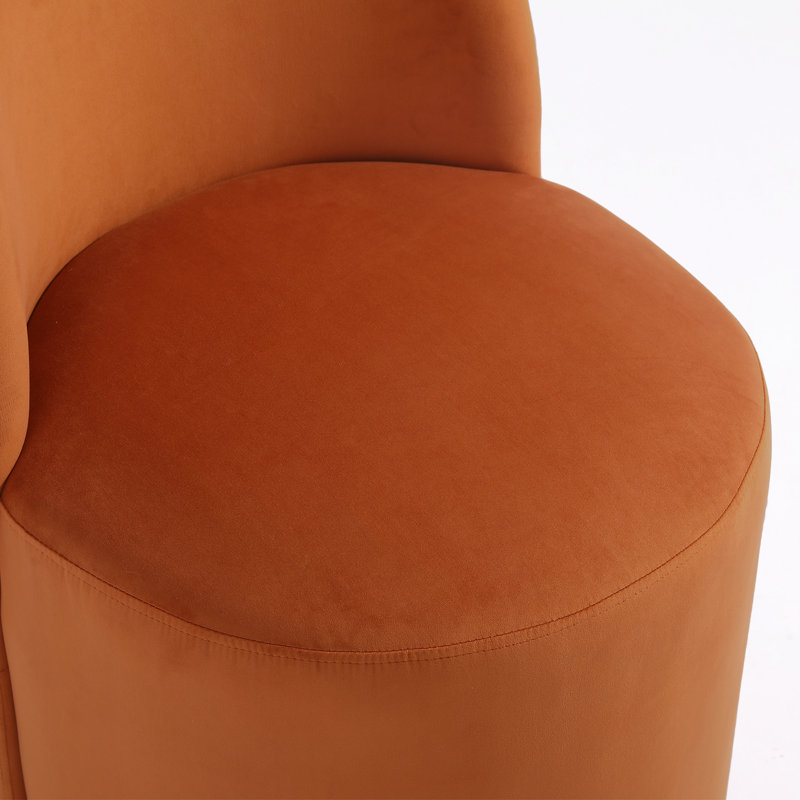 Chaise de salle à manger rembourrée moderne en velours orange (ensemble de 2), Velours orange