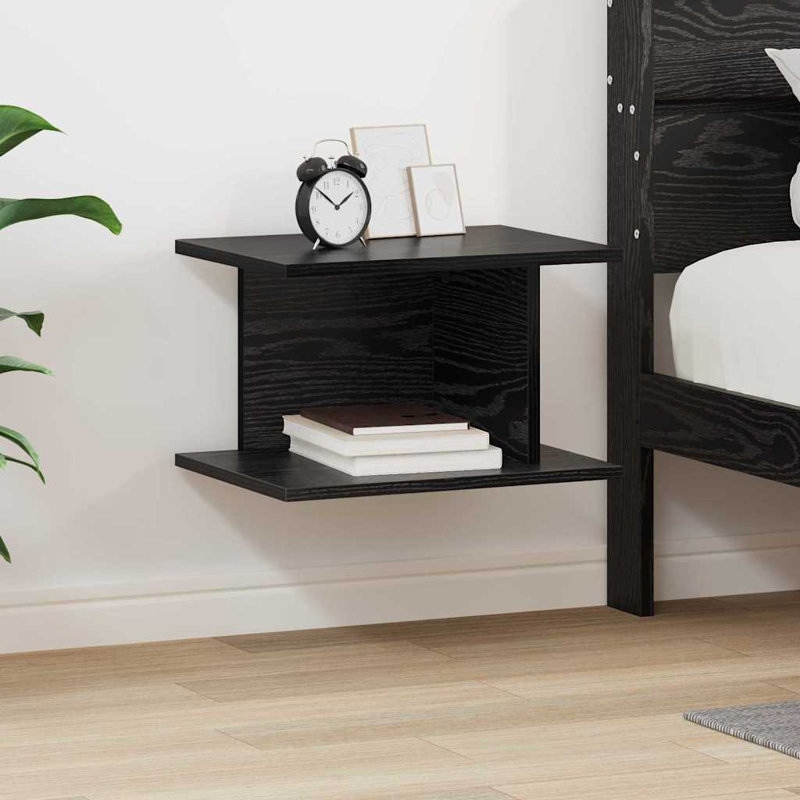 40cm W Manufactured Wood Bedside Table, Black