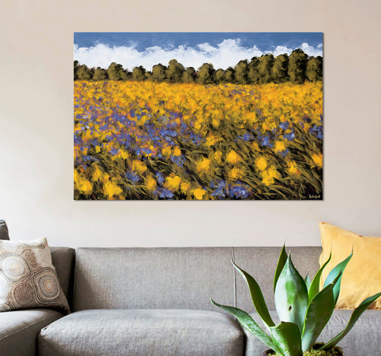 «Fields of Gold», reproduction de peinture à l'aquarelle sur toile tendue, H 18 po x l 26 po x P 1,5 po, Toile tendue
