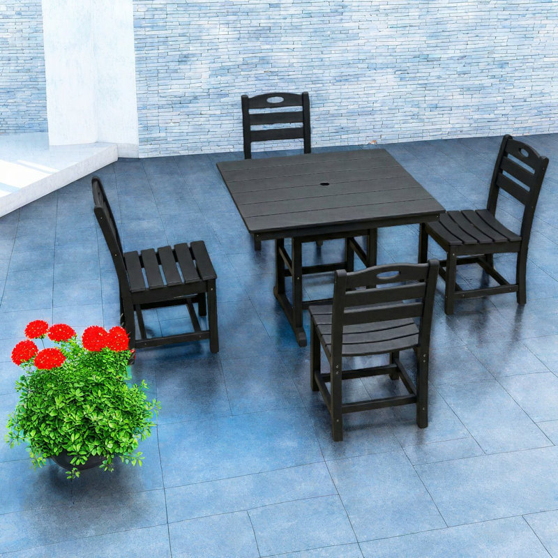 Space Saving Patio Dining Sets, Hdpe 5 Piece Modern Set For Patio