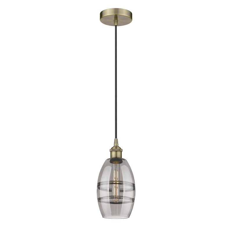 Mini-luminaire suspendu 1 lumière Edison Bettylou-616-G557, H 8,13 po x l 5,88 po x P 5,88 po, Gris fumée clair