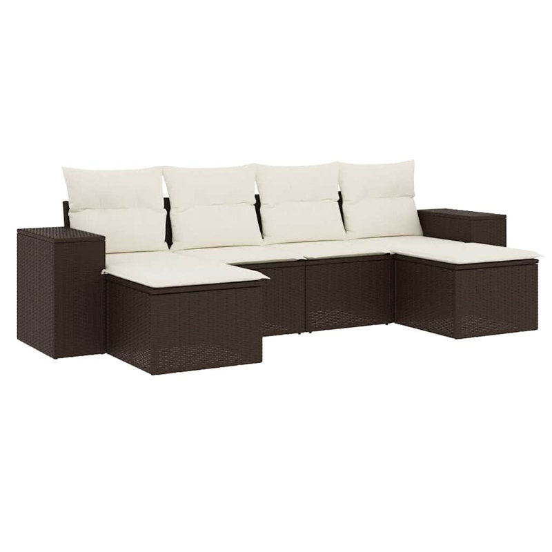 Ensemble de canapé de jardin modulaire en rotin PE brun 6 pièces Vidaxl