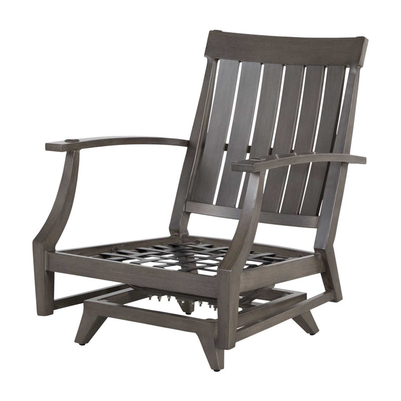Croquet Patio Chair with Cushions, Slate Gray, Dove Sunbrella® Linen, No Welt