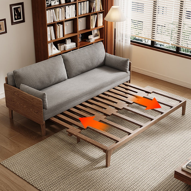 Canapé-lit en velours côtelé gris, 70.47"W*31.89"D*32.28"H