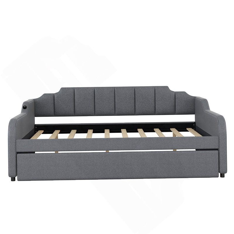 Upholstery Daybed with Trundle and USB Charging