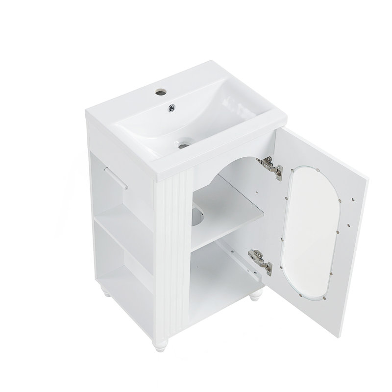 Meuble-lavabo durable de 20 pouces avec lavabo, rangement spacieux et assemblage facile pour les salles de bain modernes