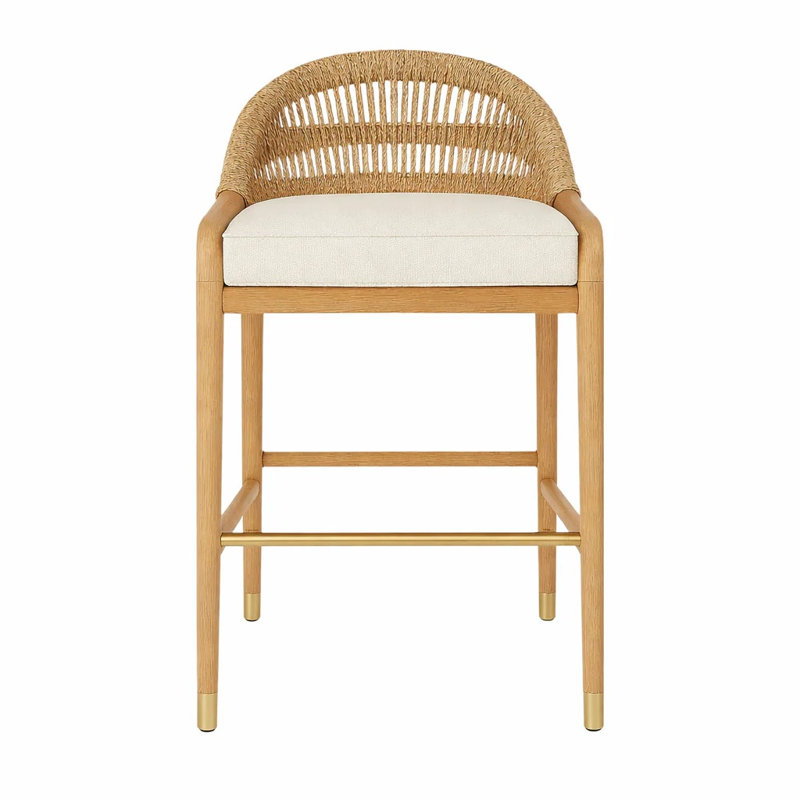 Tabouret de comptoir rembourré Fara en chêne blanc Fara