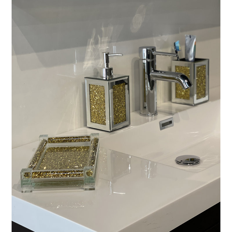 Distributeur de savon carré 3 pièces Ambrose, Or