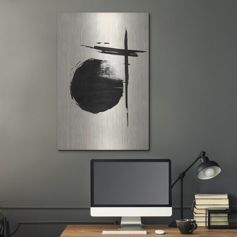 «Black & Neutral Abstract» par Petals Prints Design, art mural en métal, H 36 po x l 24 po