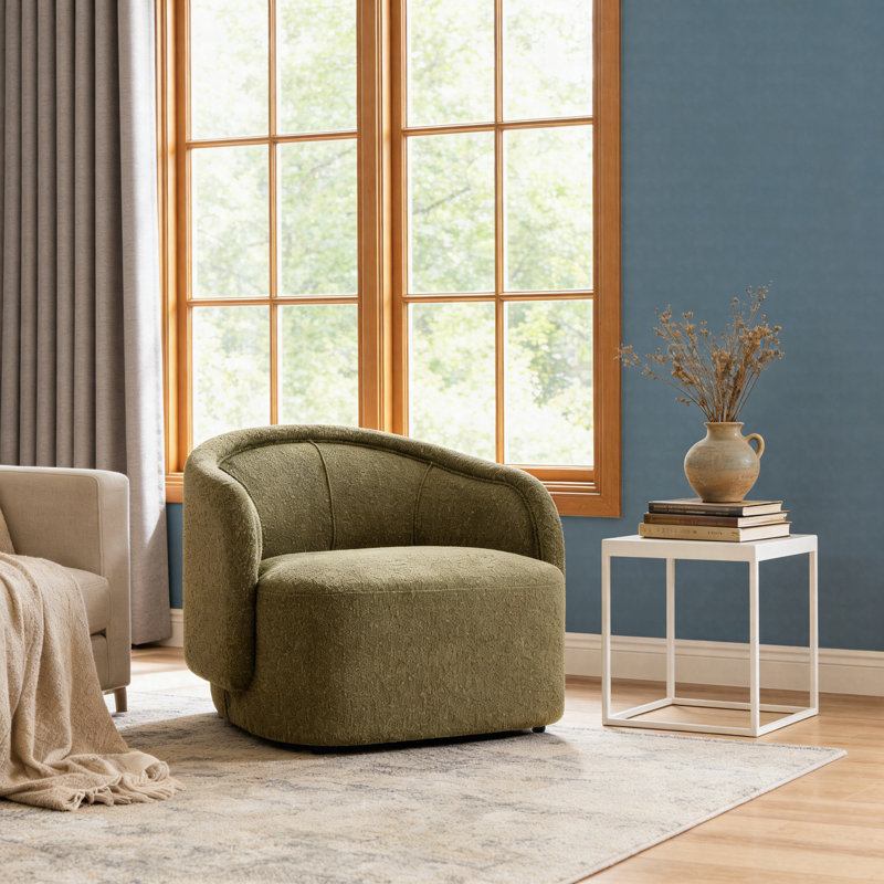 Chaise d'appoint courbée moderne pour le salon avec siège rembourré, Vert