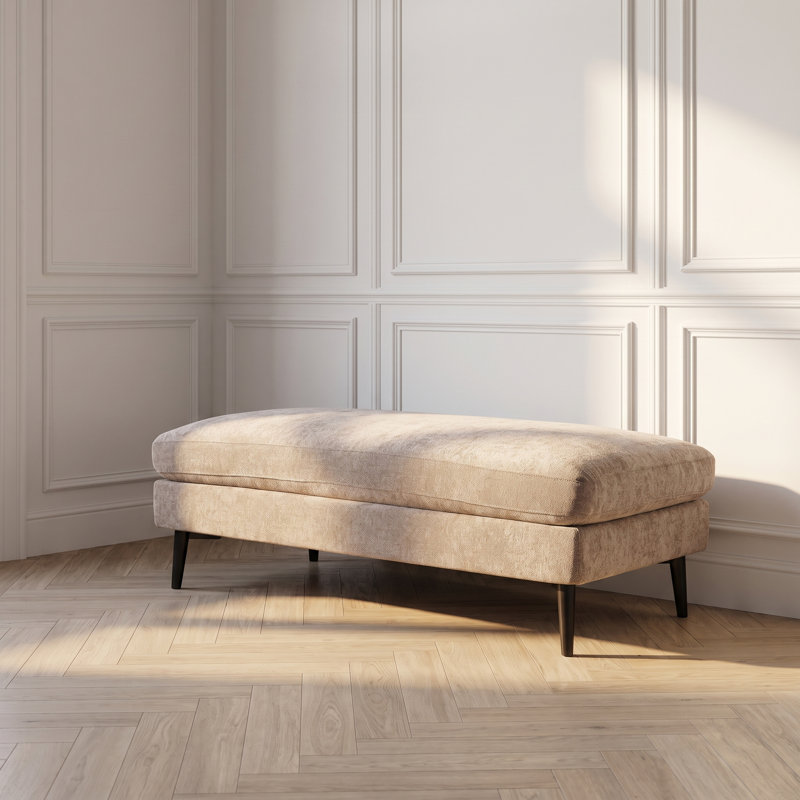 Bilal 47" Wide Rectangle Cocktail Ottoman, Lux Latte Performance Chenille
