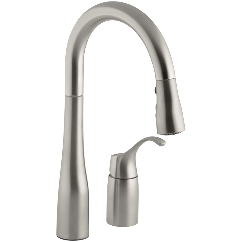 Simplice Pull-down Bar Sink Faucet with Three-function Sprayhead, Vibrant Stainless