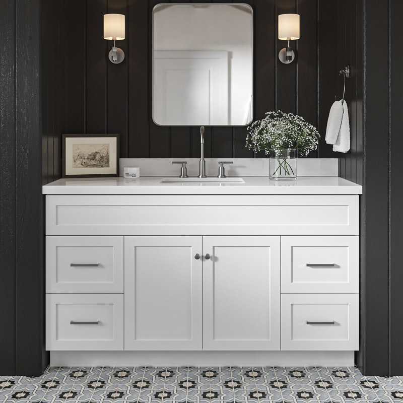 Hamlet 61'' Single Bathroom Vanity with White Quartz Top, White