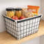  3 paniers de rangement en fil métallique 3 pièces avec doublures en tissu amovibles, ensemble de rangement en métal noir emboîtable, 3 tailles, rangement pour garde-robe de garde-manger
