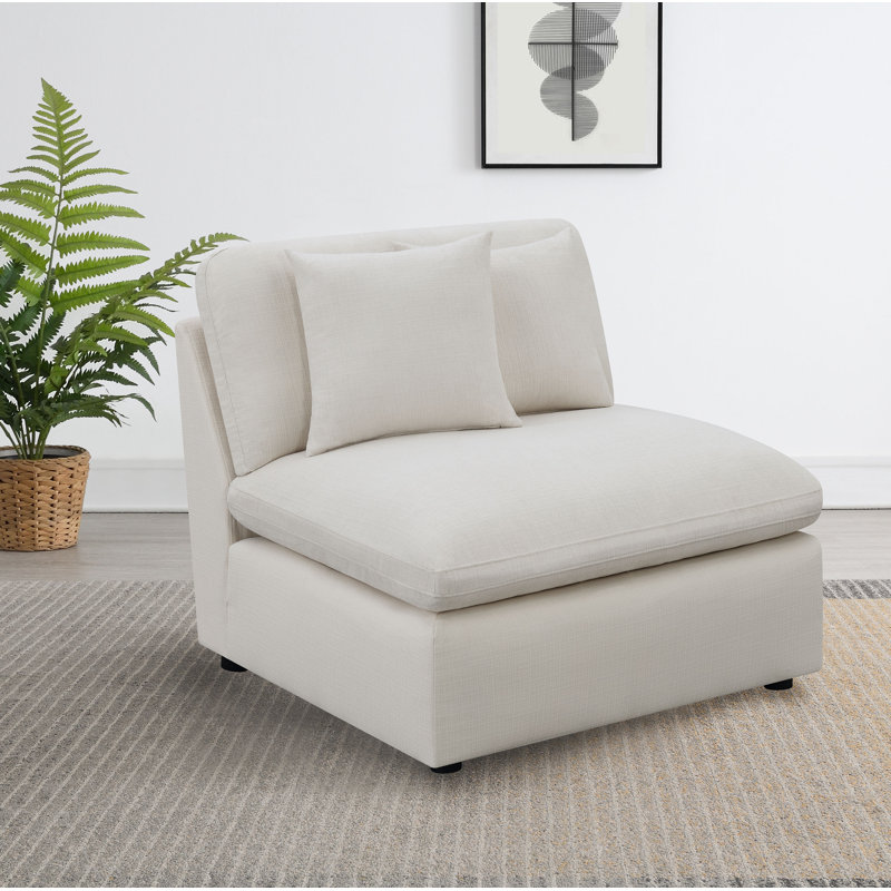 Fauteuil rembourré Jaequan ivoire, Polyester ivoire