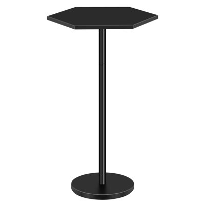 Black Hexagonal Bamboo Side Table Slim End Table For Living Room & Bedroom