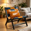 Fauteuil d'appoint Mid-Century moderne, fauteuil en patchwork de similicuir avec coussin, fauteuil de loisir sans cadre-168456942