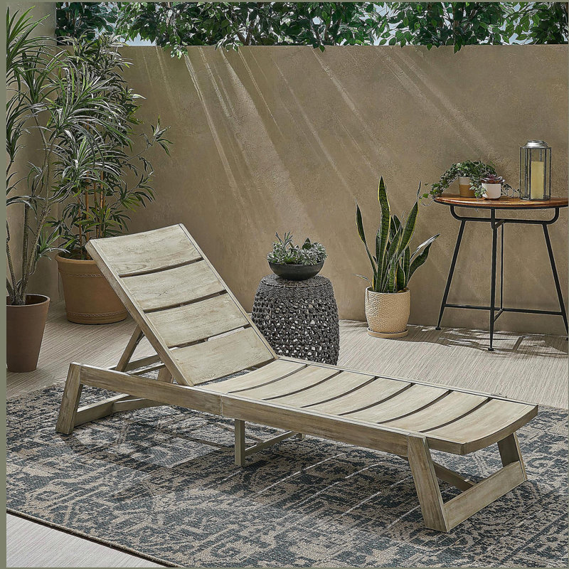 Wooden Chaise Lounge, Gray