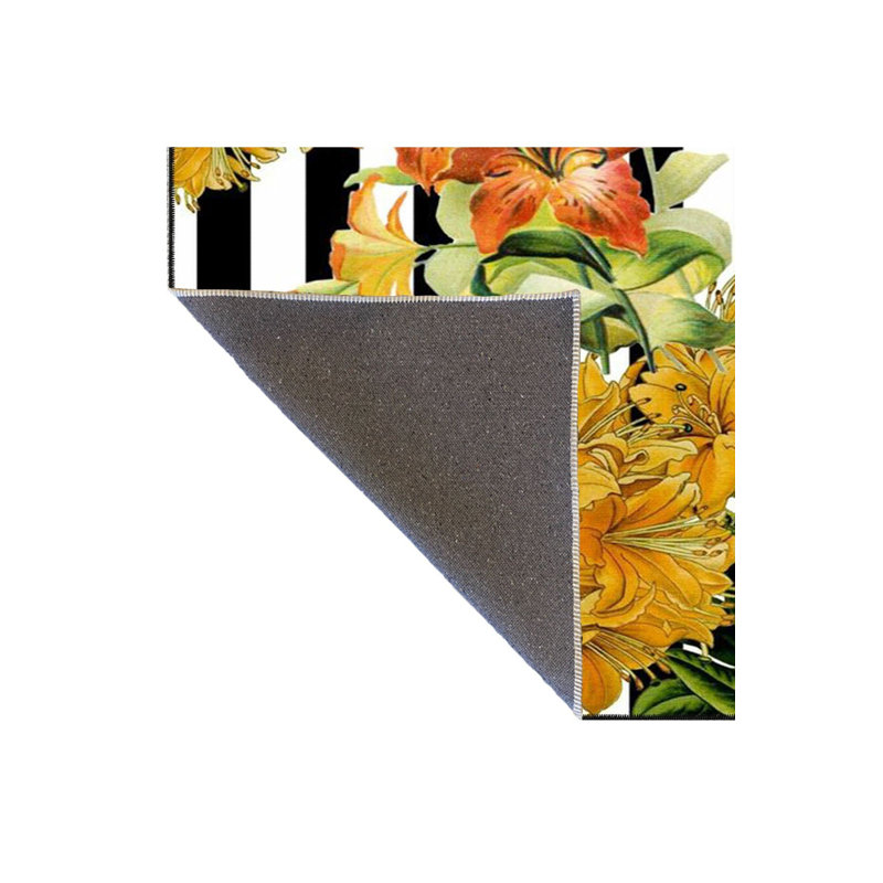 Tapis noir lavable à motif géométrique à rayures noires, Sous-tapis rectangulaire 3 pi 11 po x 5 pi 11 po i