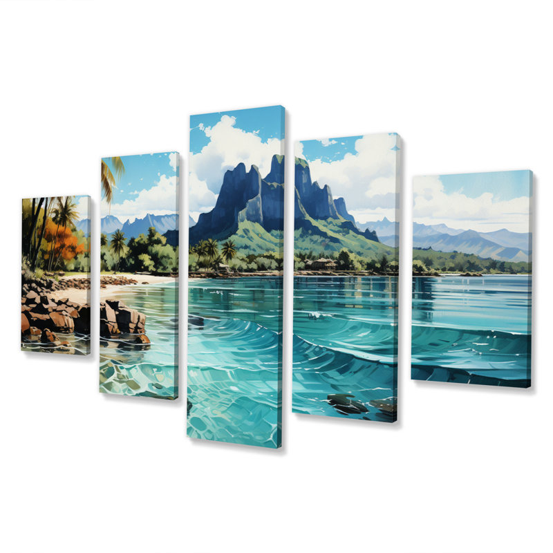 Bora Bora Beach III sur toile, reproduction de 5 pièces