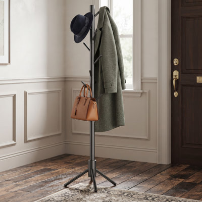 Portemanteau autoportant réglable pour le vestibule, porte-manteau à crochets à hauteur réglable et base en métal robuste pour foulards, manteaux et chapeaux