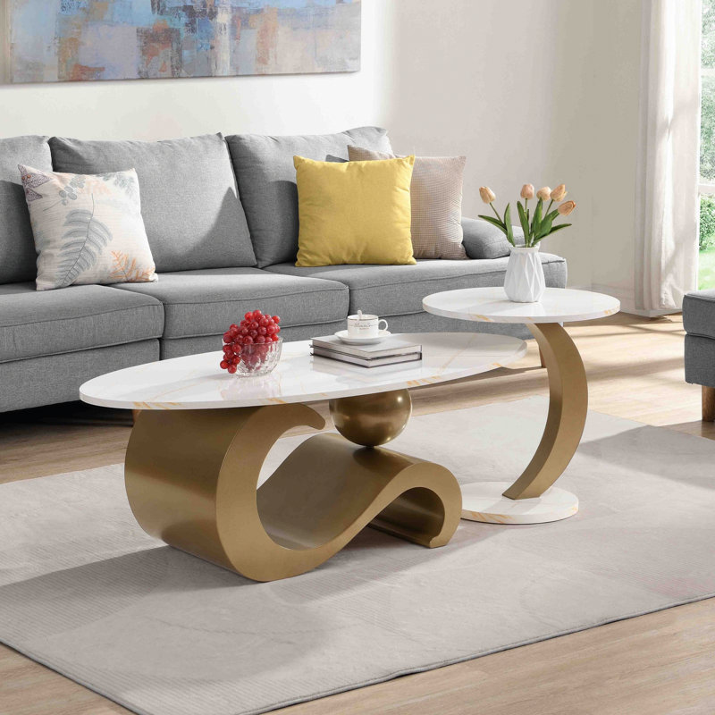 Ensemble de 2 tables basses gigognes modernes pour le salon