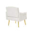 Fauteuil contemporain en velours blanc crème avec pieds en métal - Créez une ambiance confortable