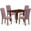 Ensemble de table de salle à manger 5 pièces comprenant une table de cuisine rectangulaire avec Dropleaf et 4 chaises de salle à manger Parsons en tissu Dahlia, acajou-260385938-260167135-260167132