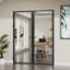 Portes intérieures doubles vitrées Full-Lite de 56 po × 80 po, portes françaises en aluminium noir mat pour le salon et la salle à manger-136026394