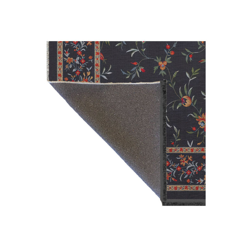 Tapis décoratif rétro multicolore à motif floral foncé, Sous-tapis rectangulaire 3 pi 11 po x 5 pi 11 po i